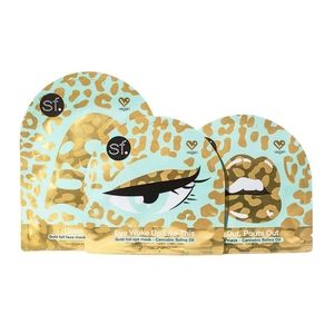 Gold foil sheet mask set for eyes, lips and face